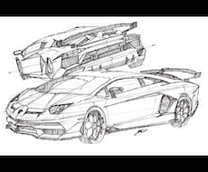 リクエストをもとに車のイラストを描きます サインペンでA4紙にスケッチします