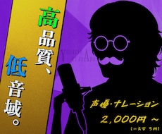 低音声優が、心に響く「高品質の音声」をお届けします 音質・技術に妥協なし！千変万化の表現力で幅広く対応【即日可】