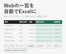 Webスクレイピングで一覧をExcel化します イメージ1