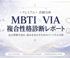 MBTI×VIA複合性格診断レポート作成します イメージ1