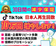 TikTok日本人の再生回数【10万回】増やします TikTok集客・チャンネル増やし・宣伝・拡散手伝います！