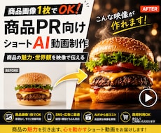 画像1枚から商品PRショートAI動画を制作します CM風からネタ風まで。商品の魅力を動画で届けます。