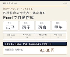 四柱推命の命式表・鑑定書をExcel自動作成します イメージ1