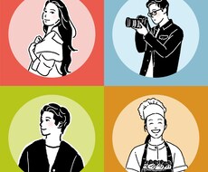 アイコン・挿絵や名刺に！似顔絵イラスト描きます 文字入れ・背景色追加など柔軟対応！