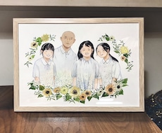 家族・ウェルカムボードに！水彩画似顔絵お描きします イメージ1