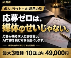 応募が来ない求人を、来る求人に書き直します 元役員が3職種分を書き直し、AIで回せる型も渡します