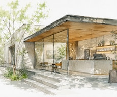 手書き建築パースを制作します デザイナーがシンプルで美しい建築パースを制作します