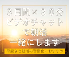 3日間｜ビデオチャットで一緒に朝活をします 朝の時間を有効活用し、目標に向けた活動習慣化をしたい方へ