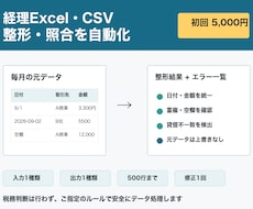 経理Excel・CSVの整形・照合を自動化します イメージ1