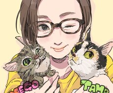 似顔絵描きます あなたの好きなものと一緒に1枚のイラストにします！
