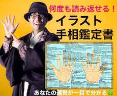運勢が一目で分かる☆イラスト手相鑑定書作ります 金運、仕事運、恋愛運！何度も読み返せるアドバイスも沢山☆