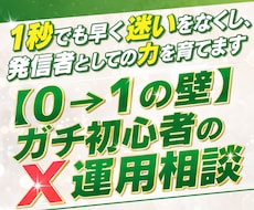1秒でも早く迷いをなくし発信者としての力を育てます 【０→１の壁】ガチ初心者のX運用相談