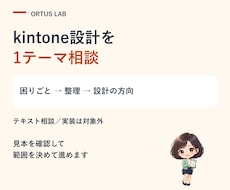 kintoneの設計を1テーマ相談できます 経験3年、テキストで運用と設計を整理します