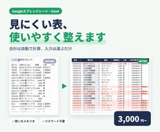 スプレッドシートの表を見やすく使いやすく整えます イメージ1