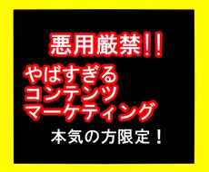 悪用厳禁！やばいコンテンツマーケティング教えます 商品を作り、売るまでの極秘ノウハウを徹底解説！！