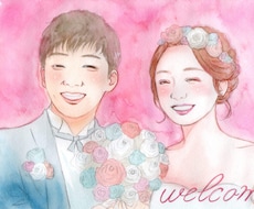 優しい水彩画の似顔絵ウェルカムボード、作成します