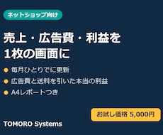 ネットショップの売上・利益を自動で見える化します イメージ1
