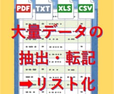 PDFやエクセルデータをリスト化して提供します コツコツ手作業で行っている転記入力作業等を代行します。