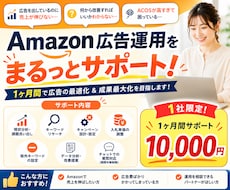 Amazonの広告運用、1ヶ月間サポートします 1組限定の特別価格です！あなたの広告費無駄にしません。