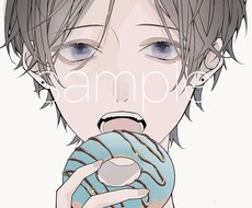 彩度低めの男女アイコンを描きます イメージ1