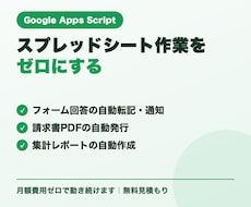 スプレッドシートの面倒な作業を自動化します 毎日の手作業、ゼロにしませんか？丁寧なヒアリングで対応します