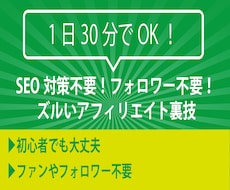 SEO対策不要！フォロワー不要！ズルい裏技教えます 初期費用不要で作業時間は1日30分程度でOK