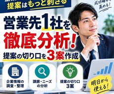 営業先を徹底分析！提案の切り口を3案作ります イメージ1