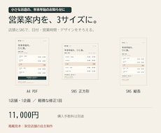 お店の営業案内を店頭とSNSの3点に整えます イメージ1