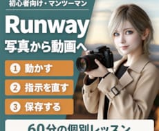 写真から動画へRunwayの使い方を教えます 初心者向け60分｜動かす・指示を直す・保存を個別に練習