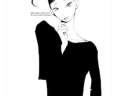 女子の白黒の漫画的な線画描きます イメージ1
