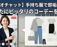 手持ち服で即垢抜け！あなたに似合うコーデ提案します ビデオチャットで雰囲気を拝見し、あなたにピッタリのコーデーを