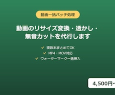 動画をまとめてリサイズ・透かし・無音カットます イメージ1