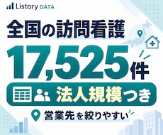 全国の訪問看護ステーション17,525件提供します 法人規模・多拠点展開まで整理｜営業先を効率よく絞り込めます