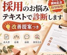 採用のお悩みをテキストで診断・改善提案します 求人・応募・面接などの改善ポイントをお伝えします