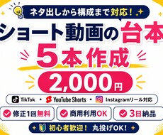 TikTok・YouTubeの台本を5本作成します イメージ1