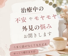 治療中の不安やモヤモヤ、外見の悩みをお聞きします 安心して話せる場所です。飲み物持参でいらしてください