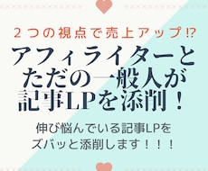 売り上げが伸び悩む記事LPを２つの視点で添削します 現役アフィライターと一般人が記事LPを全力添削します