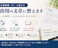 志望動機・ES・小論文を提出用の文章に整えます 想いを整理し、伝わる文章に仕上げます