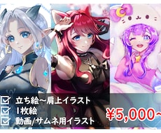 立ち絵・一枚絵・サムネ用イラストなど作成いたします イメージ1