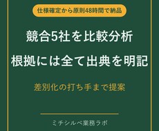 競合5社を比較し差別化の打ち手を提案します イメージ1