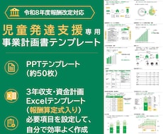 児童発達支援の事業計画テンプレを販売します 構成済みPPT約50枚＋報酬算定式入り3年収支・資金計画