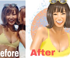 リアルでオシャレな似顔絵イラストお描きします SNSのプロフィール画像やアイコン、プレゼントにも♪