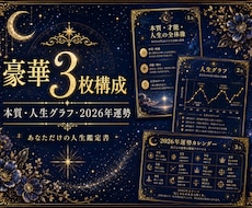 恋愛の悩み【豪華3枚構成】で深く鑑定します あなたの本質・人生グラフ・2026年の運勢を、お伝えします