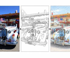 どんな写真も世界に一つの塗り絵にします どんな写真もOK。塗りやすい線画に仕上げます／最短1日