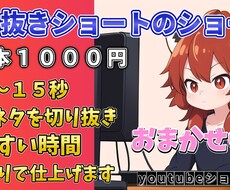 おまかせ専用youtubeショート×5個ます ５秒～１５秒の１発ネタ切り抜きをこだわりで仕上げます