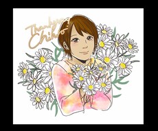 好きなお花に囲まれた似顔絵をカラーで描きます イメージ1