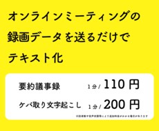 オンラインミーティングの議事録作成します 録画データを送るだけでテキスト化。即共有できます