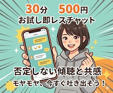 即レス30分500円！モヤモヤ解消できます 雑談から愚痴歓迎！否定しないで共感傾聴