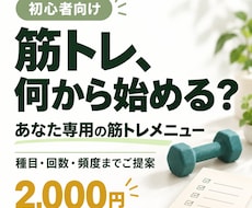 初心者に種目・回数つき筋トレメニューを作ります 自宅・ジム対応！目的と生活に合わせた運動計画をご提案