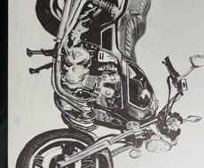 バイクの模写をボールペン一本で描いて提供します イメージ1
